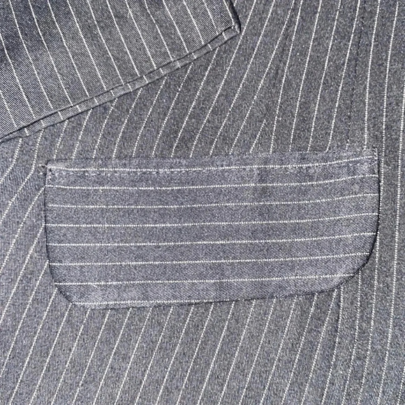 ALL THAT JAZZ pinstripe blazer jacket pearl buttons black with white size 9/10 - Picture 4 of 11